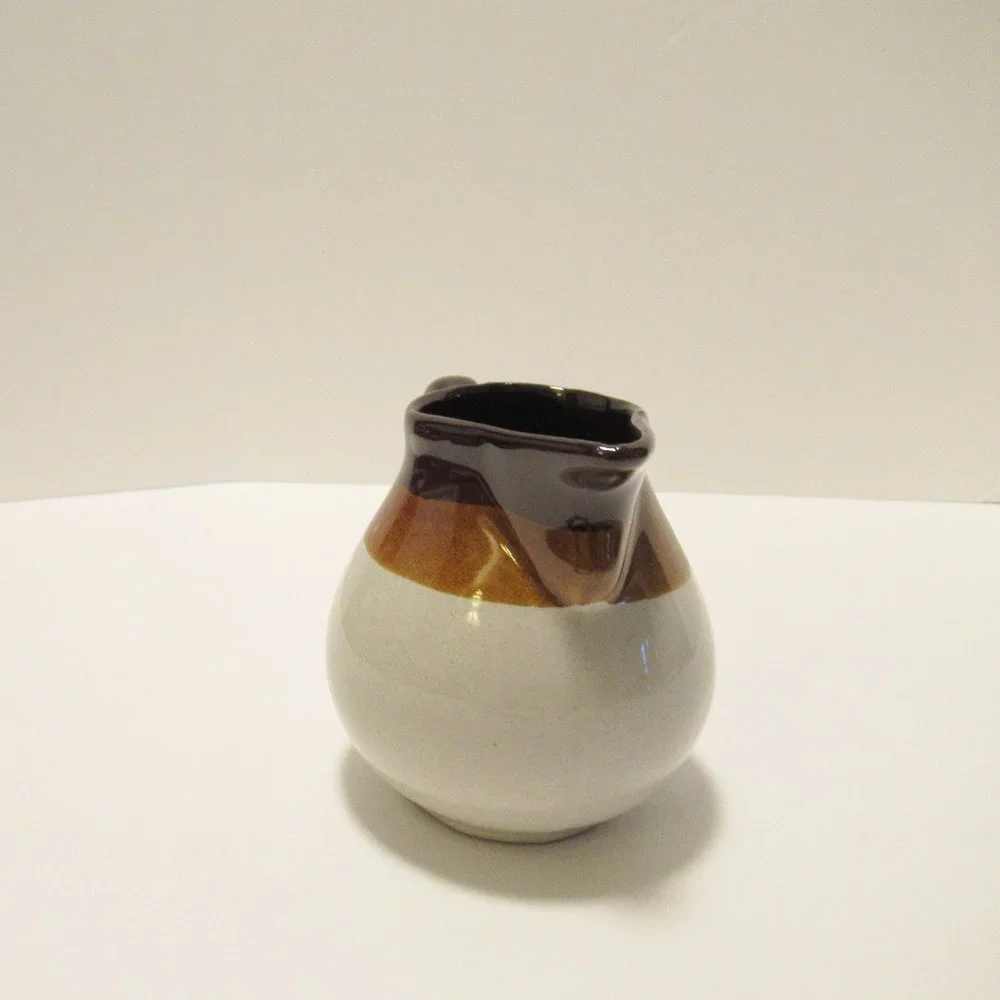 Brown and White Ceramic Serveware Pitcher
